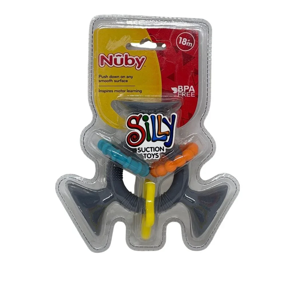 NIP Nuby Silly Suction Baby Learning Toy Prong Interactive High Chair Rings 18m+